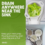 Gevoli 2-in-1 Large Collapsible Colander with Self-draining Base Set - Plastic Side Drain Food strainer for Edge of Kitchen Sink (Beige)