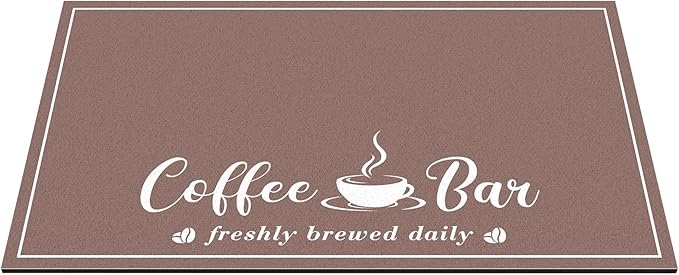CooRug Absorbent Coffee Mat, Fashion Dish Drying Mat for Kitchen Counter Coffee Bar Accessories Espresso Machine Dish Rack 12" x 20" Brown