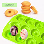12 hole Silicone Donut Pan, Bite Size Silicone Donut Molds for baking, Mini Donut Mold Heat Resistant, Mini Donut Pan for baking Donuts, Muffin, Cake Biscuit Bagels, Non-stick Bottom, Dishwasher Safe