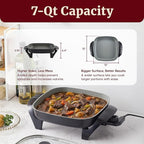 Elite Gourmet 12"x12"x2.15” Ceralast™ PFAS Free Ceramic Electric Skillet, Dishwasher Safe, Rapid Heat Up, 1200W, Dark Grey