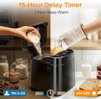 2.5LB Bread Maker with Built-in Electronic Scale, 25-in-1 Bread Machine, Beginner-Friendly with Adjustable Baking & Fermentation, Non-Stick Easy-Clean Pan, Quiet, 15H Delay, Recipes, Jet Black