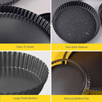 Tart Pan Removable Bottom 9 Inch Tart Pans Round Nonstick Quiche Pan Carbon Steel Quiche Baking Dish with Fluted Edges Fruit Tart Molds for Baking Pie Mold Pizza Chiffon Cake Dessert