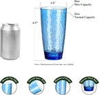 26oz Colorful Acrylic Glasses Drinkware (Set of 8), Hammered Design Shatter-Proof Plastic Cups, Reusable Plastic Drinking Tumblers, Stackable, BPA-Free, Dishwasher-Safe…