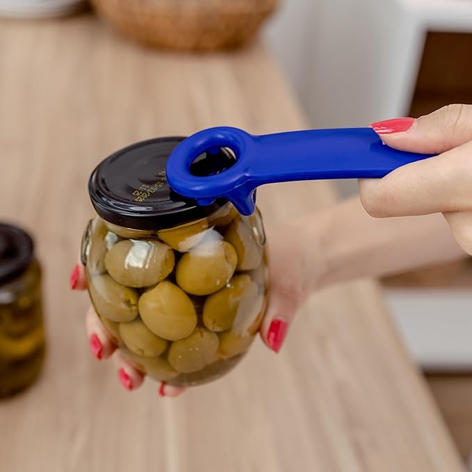 Jar Opener for Seniors with Arthritis, Plastic Jar Lid Opener for Weak Hands, Jar Opener Tool 5.5 inch – Blue & Red