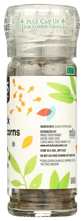 365 by Whole Foods Market, Black Peppercorn Grinder, 1.55 Ounce