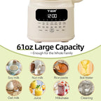 TER Nut Milk Maker Machine, 10-in-1 Soy Milk Maker for Almond/Oat/Soy Milk, Juice, Milkshake, Rice Paste, Auto Clean/24H Preset Time/12H Keep Warm, with 7 Accessories, Beige