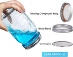 WELLIFE Wide Mouth Mason Jars, 4 Pack Mason Jars 32 oz for Pickling, Canning, Fermenting and Food Storage, Microwave & Dishwasher Safe