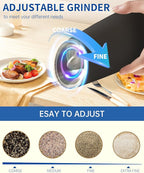 CIRCLE JOY Gravity Electric Pepper Grinder Salt Grinder Pepper Griner Mill Electric with LED Light, Battery Operated, Adjustable Coarseness, Washable 135ml Container, 1 Pcs