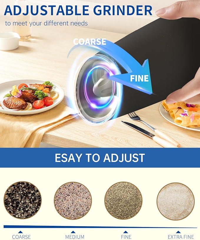 CIRCLE JOY Gravity Electric Pepper Grinder Salt Grinder Pepper Griner Mill Electric with LED Light, Battery Operated, Adjustable Coarseness, Washable 135ml Container, 1 Pcs