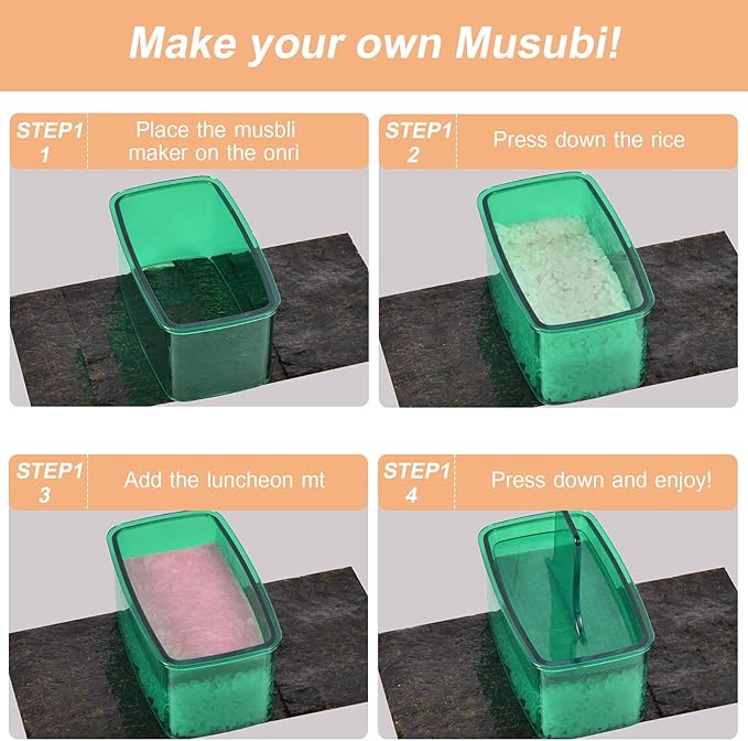 2PCS Green Musubi Maker press mold,Non-stick,BPA-Free sushi mold,Make Hawaiian Musubi at Home or Hawaii Restaurants
