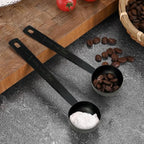 3Pcs Coffee Measuring Scoop Spoons, Stainless Steel Coffee Scoop, Long Handle Tablespoon for Measuring Coffee, Milk Powder, Fruit Powder, Tea, Sugar, Grains, Flour and Protein (Black)