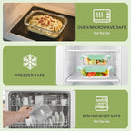 HOMBERKING 8 Pack Glass Food Storage Containers with Lids, Meal Prep Containers, Airtight Bento Boxes with Leak Proof Locking for Microwave, Oven, Freezer and Dishwasher, BPA Free, 5-35oz, light blue