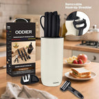 Knife Set, 10 Piece Kitchen Knife Set with Block and Sharpener, Anti-Rust Stainless Steel Knives Set for Kitchen, Chef Universal Knife Block Set, Dishwasher Safe, Ergonomical Design, White