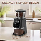 AYCHIRO Burr Coffee Grinder Electric, Adjustable Burr Mill with 30 Grinding Settings, Coffee Bean Grinder with Touchscreen, 2-12 Cups