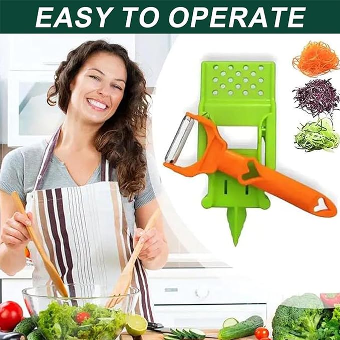 Pelador Multifuncional 2-En-1, Multi Cutter and Julienne Set with Grating Plate, Multifunctional Kitchenware Set, For Fruits and Vegetables (2pcs)