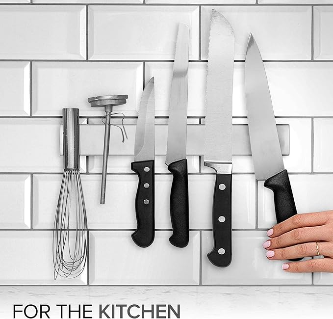 Modern Innovations 12 Inch Stainless Steel Magnetic Knife Bar with Multipurpose Use as Knife Holder, Knife Rack, Knife Strip, Kitchen Utensil Holder, Tool Holder, Art Supply Organizer, Home Organizer