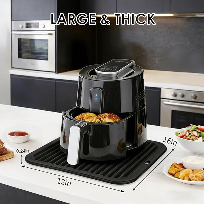 2 Pcs Silicone Trivets Black 16'' X 12'' Nonslip and Heat Resistant Hot Pads Trivets for Hot Pots and Pans Hot Pads for Kitchen(Black)