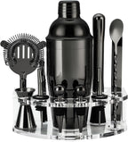 Bartender Kit Cocktail Shaker Set, Stainless Steel Cocktail Kit with 12 Piece Bar Accessories, 25oz Shaker Bar Set Drink Mixer Set with Stand Jigger Strainer Spoon Muddler for Cocktails (Black)