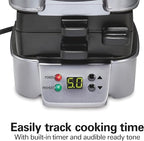Hamilton Beach Sandwich Stacker Customizable Hot Sandwich Maker, 24 Sq. In. Non-Stick PFAS-Free Cooking Surfaces, Built-In Timer, Compact, Dishwasher-Safe, Perfect White Elephant Gifts, Silver (25471)