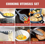 RAXCO Kitchen Set,7-Piece Cooking Utensils,5-Piece Kitchen Gadgets,6-Piece Knife set,Gray