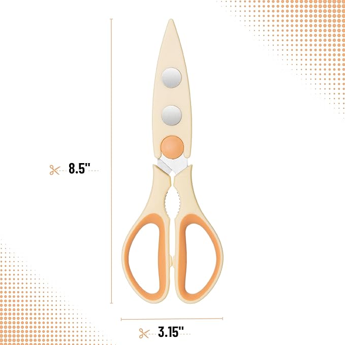 Mr. Pen- All Purpose Kitchen Shears with Protective Sheath, 8 Inch, Dishwasher Safe, Stainless Steel Food Scissors with Micro-Serrated Blades, Durable Utility Kitchen Shears, Cream & Tan