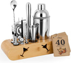 X Home Bartender Kit with Stand, Cocktail Shaker Set for Enthusiasts and Beginners | Includes Martini Shaker, Easy-to-Measure Jigger, Hawthorne Strainer, Mixing Spoon and More, Bartender Kit Gifts