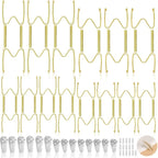 14 Pack Plate Hangers for Wall Display, 6/8/10/12 Inch Invisible Stainless Steel Plate Holders with Wall Hooks, Fit 5.5–12.5 Inch Decorative Plates, Plate Display Hangers for Home Wall Decor, Gold