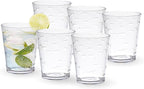 KLIFA- CHARLESTON- 16.5 oz, Set of 6, Acrylic Fishing Tumbler, School of Fish Drinking Glasses, BPA-Free, Stackable Plastic Drinkware, Dishwasher Safe Cups, Clear