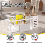 Kitchen Sink Caddy Organizer,Stainless Steel Sponge Holder with Dish Brush Holder,Soap Caddy for Countertop,Kitchen Sink Organizer Countertop Sink Accessories,Cleaning Caddy