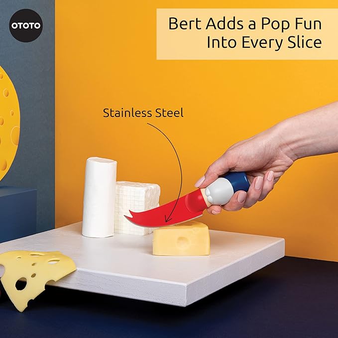 OTOTO Bert Cheese Knife, Gnome-Themed Multifunctional Knife for Cheese, Fruits, and Veggies, Cute Kitchen Accessories, BPA-Free Kitchen Gadget, Funny Gadgets, Gnomes Gifts for Women