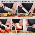 Kitchen Knife Set, Retrosohoo 8-Piece Grey Sharp Non-Stick Coated Chef Knives Block Set,Stainless Steel Knife Set for Kitchen with Sharpener for Cutting Slicing Dicing Chopping (Grey)