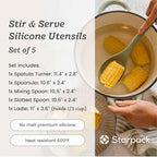 Starpack 'Stir & Serve' Silicone Cooking Utensils Set (5 Pcs) - 10.5" - Kitchen Utensil Set Heat Resistant to 600°F - Kitchen Utensils for Nonstick Cookware - Silicone Utensil Set for Mixing & Cooking