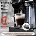 PULZO Espresso Machine with Integrated Automatic Milk Frother, capsule coffee maker for K*cup capsule/Ne*s Original/coffee powder, One Touch Latte & Cappuccino