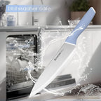 Astercook Kitchen Knife Set with Block and Sharpener 15 Piece German High Carbon Stainless Steel Knives Sharp Blade Dishwasher Safe Deba Knives with Ergonomic Handle, Delicate Blue