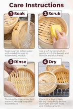 Prime Home Direct Bamboo Steamer Basket 10-Inch | 2-Tier Steamer for Cooking | 50 Liners, Chopsticks, Sauce Dish | Steaming Asian Food, Bao Buns, Chinese, Dim Sum, Dumpling, Rice, Vegetable Steam Pot