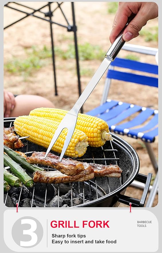 BBQ Grill Tool Set BBQ Accessories, Stainless Steel Grill Tools Grilling Accessories Grill Set Barbecue Grill Accessories for Outdoor Grill, Grill Utensils Grilling Tools Grilling Gifts for Men