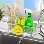 Sponge Holder for Kitchen Sink,Sink Caddy with Removable Dish Brush Holder,Self-Draining Kitchen Countertop Organizers and Storage Essentials,Soap Dispenser Organize and Home Decor-Green