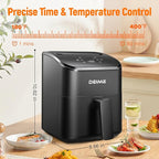 DEIME Air Fryer, Small Digital 3 Qt Airfryer Space Saving Compact, Bake, Reheat, Roasts for Quick Easy Meals, Mini Compact & Quiet, Nonstick & Dishwasher Safe Basket (Black)