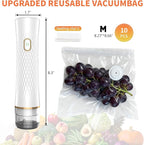 Vacuum Sealer for Food – Keeps Food Fresh up to 10× Longer, Cordless & rechargeable & strong suction for storage & sous vide(Handheld Vacuum Sealer + 10 Reusable Vacuum Bags)