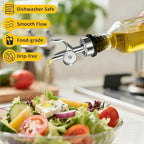 6 Pcs Auto Flip Liquor & Oil Pour Spout, 304 Stainless Steel Dispenser Spout for Olive Oil, Alcohol, Wine, Vinegar, Home & Bar Essential Tools, Silver