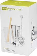 True 7-Piece Barware Set for Mixed Drinks and Cold Brew Cocktails, Includes Boston Cocktail Shaker Tin, Mixing Glass, Jigger, Muddler, Strainer, Bar Spoon, Pour Spout for Home Bar, Bartender Gifts