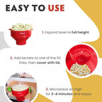 The Original Salbree Collapsible Silicone Microwave Popcorn Popper Maker Machine, Microwavable Bowl Holds 16 Cups, Uses Hot Air and Oil Always Optional - The Most Colors Available (Gray)