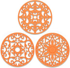 ME.FAN Trivets for Dishes/Pots/Pans, 3 Pcs Silicone Mats, Flexible/Durable/Non Slip Hot Pads to Protect Table and Counter Top (Orange)
