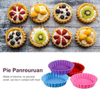Silicone Quiche Pan, 8 Pack Silicone Tart and Pie Molds, Round 4 Inch Non-stick Mini Quiche Molds Small Pie Baking Pan Tart Molds DIY Baking Pies/Tarts/Mousse Cakes, Random Color