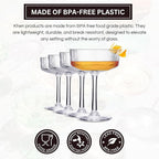 Khen Vintage Art Deco Shatterproof Coupe Martini, Champagne & Cocktail Glasses | Set of 4 | Acrylic Ribbed Glasses 8 oz Ripple Glassware Classic Cocktail Glassware Indoor & Outdoor, European Design