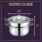 CONCORD Premium Stainless Steel 2 Tier Steamer w/Rose Gold Handles 22 cm