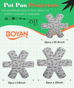 BOYAN Pot and Pan Protectors for Stacking, Set of 6 & 3 Sizes, Felt Pan Separators Dividers Pads for Space Saving, Pot Protectors for Stacking and Protecting Your Cookware