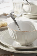 Lenox 899195 French Perle Groove 18-Piece Dinnerware Set, Service For 6