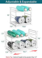 Water Bottle Organizer For Cabinet, Adjustable Tumbler Storage, Expandable Water Bottle Holder For Kitchen Organization, 2 Tier Cup Organizer For Sports Flask Insulated Travel Mug Fridge, White
