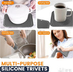 Silicone Trivet Mats 2 Heat Resistant Pot Holders Multipurpose Non-Slip Hot Pads for Kitchen Potholders, Drying mat, Jar Opener, Spoon Holder, Coaster.(Dim Grey)